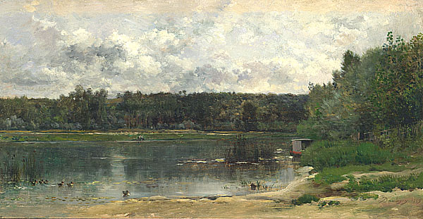 有鴨子的河景 River Scene with Ducks