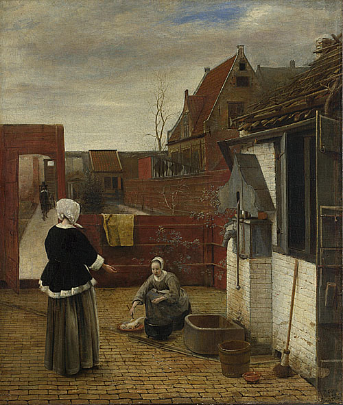 庭院中的婦女和侍女 A Woman and her Maid in a Courtyard