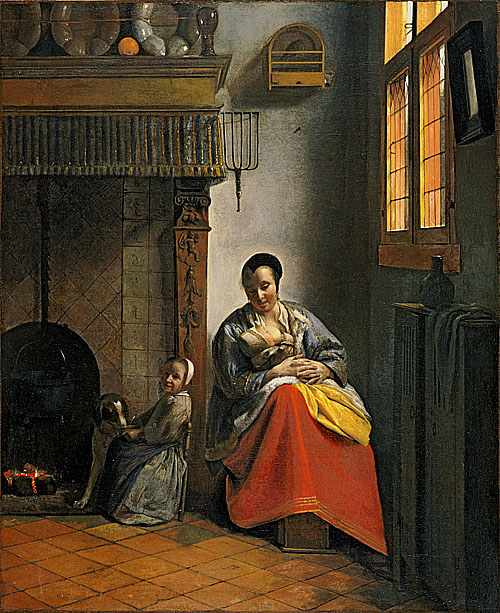 室內的女人與小孩 Woman with Children in an Interior